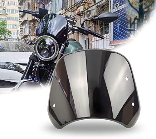 HARPUOU Universal Motorcycle Windshield Wind Deflector Windscreen Front Flyscreen with Mount for Motorbike 5&#34;-7&#34; LED Headlight