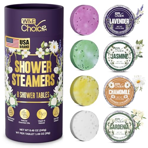 W&amp;E Choice Shower Steamers Aromatherapy - Shower Bombs with Natural Essential Oils for Daily Relaxation &amp; Stress Relief, Birthday Gifts for Women &amp; Men, Mom, Teen 8 Pack