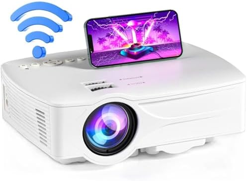 Laptop WiFi Projector computer Portable Projector 1080P 7500L Video Movie Outdoor Home Cinema HDMI Multimedia 120&#34; Keystone Correction Compatible with Smartphone EXCEL PPT iOS Android （White）