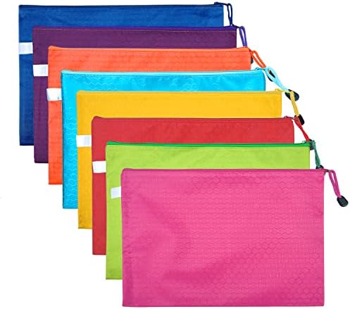 Livder A4 Zipper File Bags, 8 Colors Zip Document Filing Folder Organizer Pouch, 13x9.4 Inches
