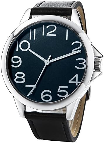 NUOVO Men Quartz Watch with Leather Strap Wrist Watch - Classic Arabic Numbers, White, Dress, Fashion Simple Style