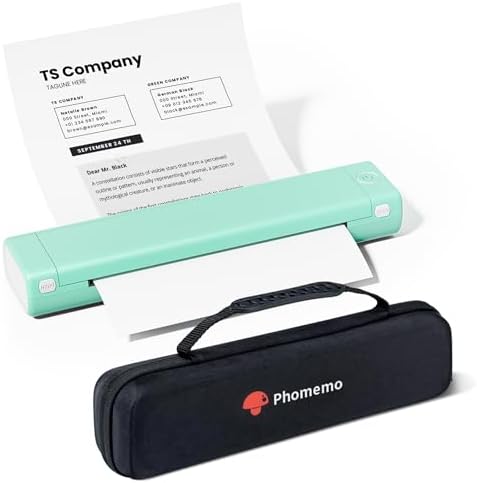 Phomemo Inkless Portable Printer for Travel - [Upgrade] Wireless Thermal Printer Compatible with Phone &amp; Laptop, Bluetooth Printers Supports 8.5&#34; X 11&#34; Letter Thermal Paper, Come with Carr