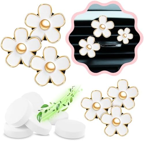 6 Pieces Daisy Car Decoration Flower Air Vent Clip Air Conditioning Outlet Clip Air Freshener Clip Car Interior Decor Charm Colorful Interior Accessories for Girls Women