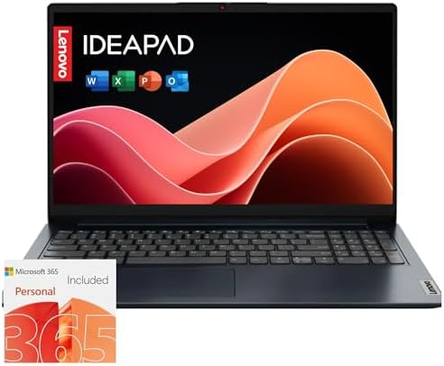 Lenovo IdeaPad 1i Laptop with Microsoft 365 Home and Business \u2022 12GB RAM \u2022 1TB Cloud Storage and 256GB SSD \u2022 Intel Core \u2022 15 Anti-Glare Screen \u2022 WiFi-6 \u2022 11HR Battery \u2