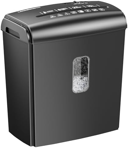 Locksworth 8-Sheet Micro Cut Paper Shredder P-4 High Security for Home Office Use with Handle, Shreds Credit Card\/Staple 4 Gallons(Black) Visual Window Wastebasket