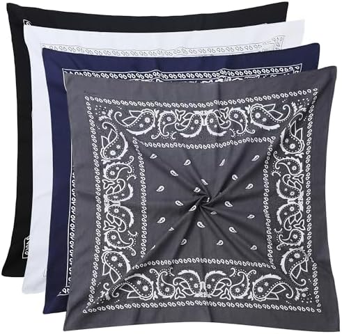 Mochabao 100% Cotton 27&#34; x 27&#34; Large Bandanas for Men &amp; Women, Multi-Purpose Bandana Headbands, Square Head Scarf