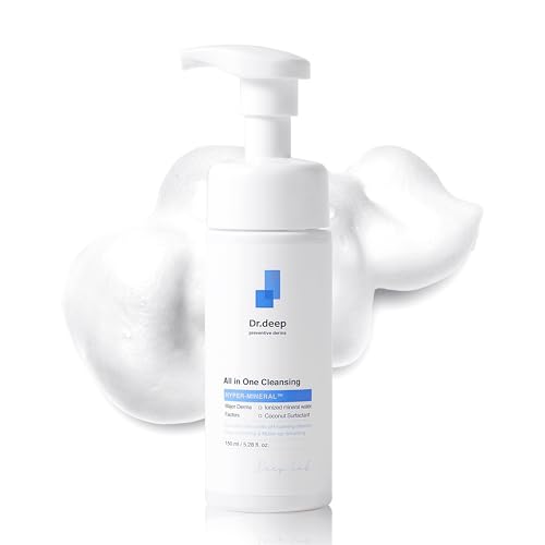 Dr.Deep All in One Cleansing - Korean Foaming Facial Cleanser for Bumpy Skin &amp; Blackheads, Makeup Removing Cleanser &amp; Gentle Face Wash for All Skin Types - 5.07 fl. oz