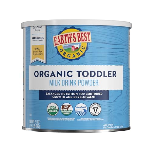 Earth&#39;s Best Organic Toddler Milk Drink Powder for Toddlers 12 Months and Up, Milk Alternative Powder, 21 Ounce Container