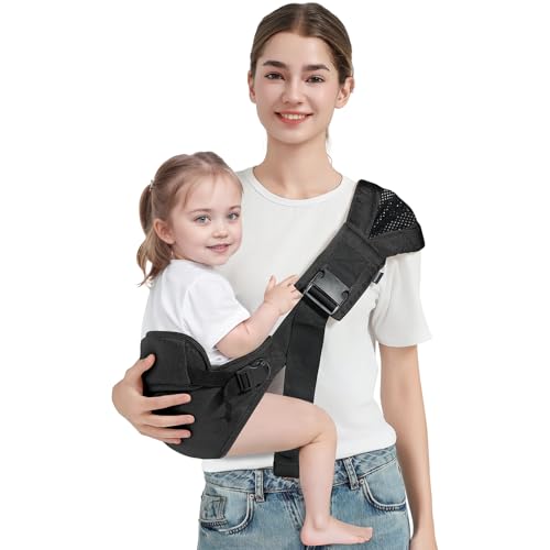 MISSWISDOM Toddler Sling Carrier, Toddler Carrier Sling Easy to Use, Baby Sling Hip Carriers with Backrest, Black