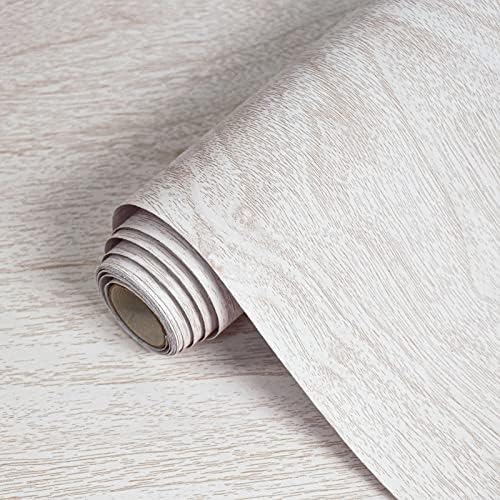 Lativo White Wood Contact Paper for Cabinets and Drawers Wood Grain Peel and Stick Wallpaper for Furniture Table Shelf Liner Self-Adhesive Wallpaper Vinyl Waterproof Easy to Install\/Clean 18inW 118in