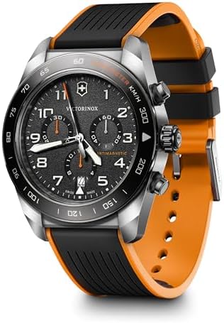 Victorinox Swiss Army Chronograph Black Dial Black and Orange Rubber Strap Watch 42mm - 242050