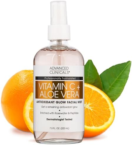 Advanced Clinicals Vitamin C Face Toner W\/Ferulic Acid &amp; Rosewater, Antioxidant Facial Mist Spray for Face, Skin Refreshing, Hydrating, &amp; Non-Greasy Instant Hydration Facial Spray, Large 8 Fl