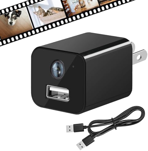 Nanny Cam USB Charger Camera 1080P HD Security Mini Cameras with Motion Detection, Wall Charger Camera for Home Office No WiFi Needed No Audio