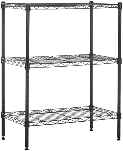 Amazon Basics 3-Shelf Adjustable Heavy Duty Steel Wire Rack Storage Shelving Organizer for Kitchen, Garage, 23.2&#34; L x 13.4&#34; W x 30&#34; H, Black