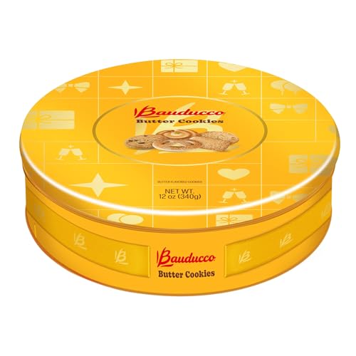 Bauducco Assorted Butter Cookies Tin, 12 oz (Pack of 1) \u2013 Traditional Danish Shortbread Style Cookies, Perfect Holiday Gift or Sweet Snack Treat - No Artificial Colors