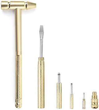 YOUMI 6 in 1 Mini Multifunction Anti-Corrosion and Anti-Rust Copper Hammer &amp; Screwdriver Hand Tools for Repair Uav, Mobile Phones, Laptops, Watches(Yellow)