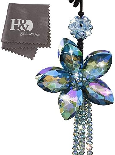 H&amp;D HYALINE &amp; DORA 11.4 Inch Crystal Color Flower Interior Accessories Car Charms Pendants for Auto Rear View Mirror Hanging Decoration with Tassel
