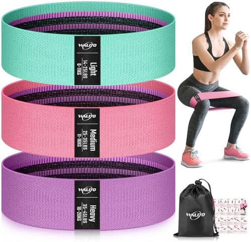 WALITO Resistance Bands for Working Out, Fabric Exercise Bands for Legs and Butt, Workout Bands for Women and Men, Booty Band for Yoga Starter Set, Pilates, Rehab, Fitness and Home Workout