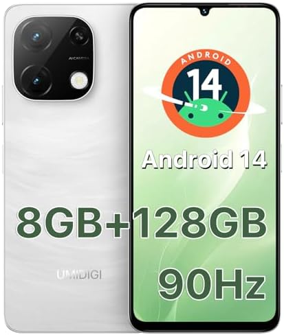 UMIDIGI G9T Cell Phone, Android 14 Smartphone Unlocked, 6.75&#34; HD+ 90Hz Display, 5000mAh Battery, 18W Fast Charging, 8(4+4)+128GB\/1TB TF, 13MP Camera, AI Face &amp; Fingerprint Unlock, 4G Dual SIM