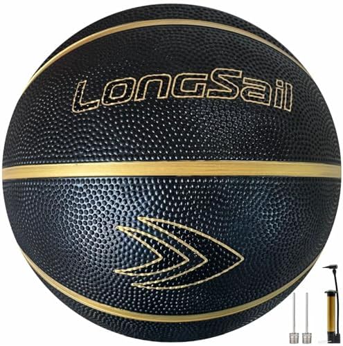 Longsail Children and Adolescents Adult Sizes 3/4/5/7 Basketball, 22.5 inches/25.5 inches/27.5 inches/29.5 inches Composite Leather/High Quality Rubber, Basketball with Pump, Suitable for Indoor and O