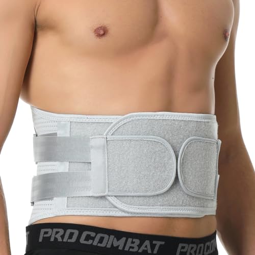 NeoTech Care Back Support Belt - Breathable &amp; Adjustable Lower Back Brace - Double Pull Compression Straps (Grey, Size XXL)