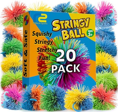 Stringy Balls Fidget Toys - Original Soft &amp; Stretchy Bulk 20 Pack for All Ages - Sensory Toys for Kids Ages 5-7 Monkey String Stringy Balls 90s Games &amp; Sensory Games - Bulk Fidgets for Kids