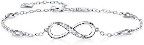 Billie Bijoux Womens 925 Sterling Silver Infinity Anklet Bracelet Endless Love Symbol Charm Adjustable Large Bracelet Gifts for Women