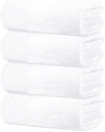 Tens Towels Pack of 4 Extra Large Bath Towels 30 x 60 Inches, 100% Cotton, Larger &amp; Lighter Weight, Quicker to Dry, Super Soft and Absorbent, Perfect for Bathroom, White
