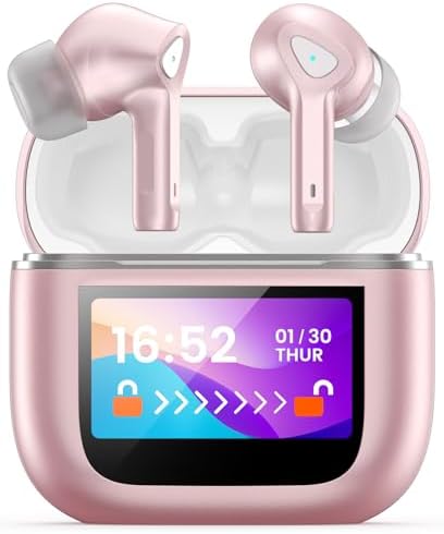 TWOSKY wireless earbuds Bluetooth 5 50 hour deep bass stereo earbuds with microphone IPX7 waterproof, comfortable, lightweight in ear headphones suitable for Pad Android/iOS phones as gifts for women 