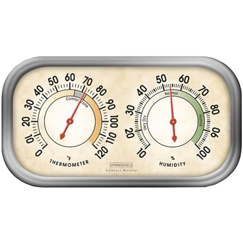 Springfield color track hygrometer and indoor thermometer, suitable for simulating weather stations in bedrooms, daycare centers, storage spaces, and homes
