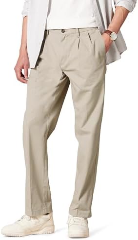 Amazon Essentials men's classic slim fit wrinkle resistant pleated twill cotton pants (with enlarged and lengthened options)