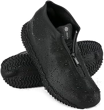 Zbyoujer Waterproof Rain Shoe Covers, Silicone Overshoes with Zipper Non-slip Galoshes for Men and Women