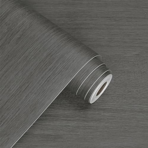 WESTICK Grey Wood Contact Paper for Countertops Waterproof Wooden Wallpaper Peel and Stick Vintage Dark Wood Grain Contact Paper for Cabinets End Table DIY Self Adhesive Wooden Vinyl Wrap 80&#34;x15.8