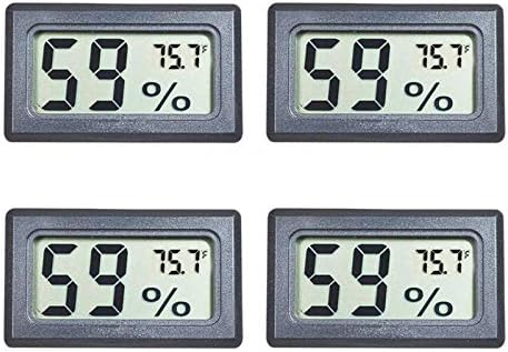 4-Pack Mini Digital Temperature Humidity Meters Gauge Indoor Thermometer Hygrometer LCD Display Fahrenheit (℉) for Reptile Tank,Jars,Guitar Case,Greenhouse, Garden, Cellar, Fridge, Closet