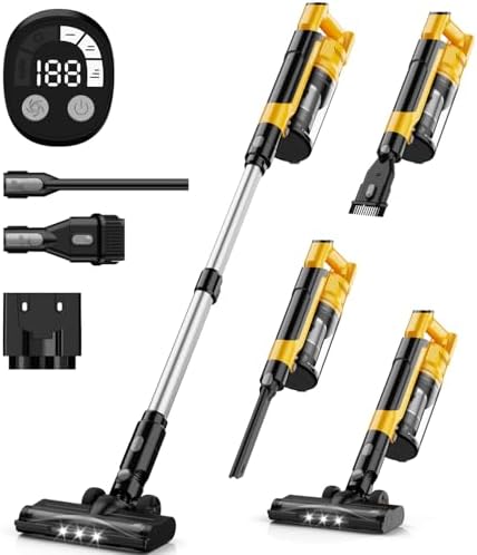 350W Cordless Vacuum Cleaner for Dewalt 20v Battery, 35kPa Brushless Lightweight Stick Vacuum with 3 Mode Suction, 6 in 1 Stick Vacuum Cleaner with HEPA for Floor, Carpet, Car (Battery Not Included)