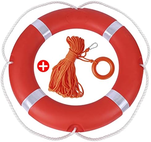 28\/23 Inch Boat Safety Throw Ring Set, 98.4FT Floating Lifesaving Rope, 2.5\/1.5 KG International Standard, Outdoor Professional Throwing Ring Rope Rescue Lifeguard Lifesaving