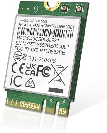 BrosTrend WiFi 6 Card for Laptop, Dual Band 1800Mbps M.2 Wireless With Bluetooth 5.2, WPA3 MU-MIMO Internal Computer Networking for Windows 10\/11 (64bit), M.2\/NGFF, Lifetime Protection
