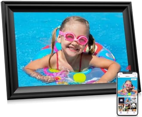 Digital Picture Frame, 10.1 Inch WiFi Photo Frame Electronic, IPS HD Display Touch Screen,16GB Storage, Wall Mountable, Auto-Rotate, Share Photos and Video via Uhale App