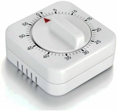Square 60 Minute Mechanical Kitchen Timer - Visual Kitchen Cooking Timer Clock with Loud Alarm - No Batteries Required-Manual Countdown Timer for Classroom, Home, Study and Cooking (White)