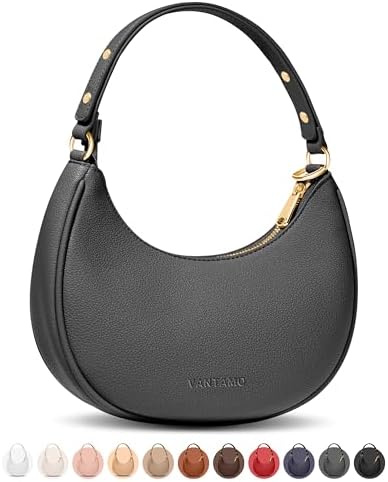 Vantamo Crescent Bags For Women with RFID Protection, Half Moon Clutch Purses for Women with Anti-Theft Clip for Extra Safety