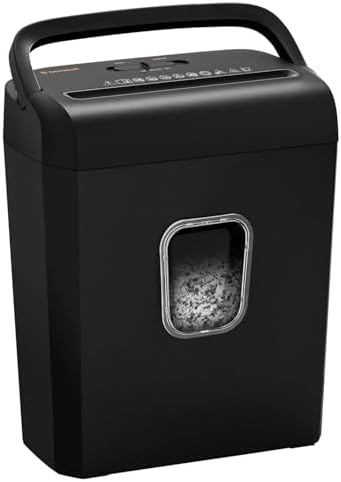 Bonsaii 6-Sheet Micro-Cut Shredder, P-4 High Security, Shreds Credit Cards\/Staples\/Clips, 3.4 Gal Transparent Window Bin, Black