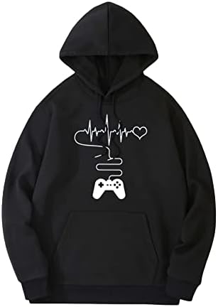 SHENHE Men&#39;s Graphic Drawstring Pullover Hoodies Long Sleeve Hooded Sweatshirt Tops