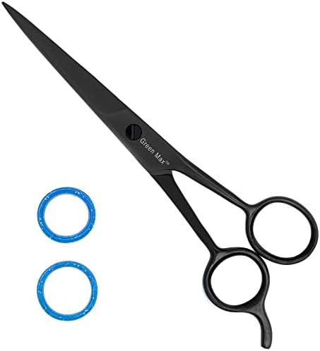 Green Max Hair Scissors, Hair Cutting Barber Scissors, Sharp Blades, Razor Edge, Stainless Steel Salon Hairdressing Sharp Scissors for Men Women -6.5&#34; (Black)