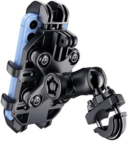 Thlevel Motorcycle Phone Mount Holder with Vibration Dampener Anti-Shake 720° Adjustable for iPhone 16 Pro Max for Samsung 5.4&#39;&#39;-7.2&#39;&#39; Phone Anti-Theft Dirt Bikes(U Shape Base 0.5-1.26