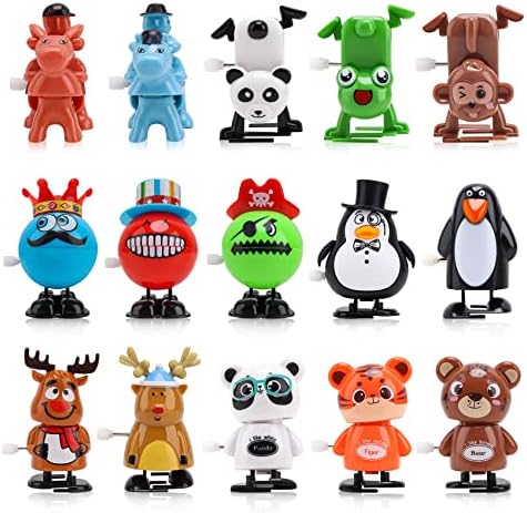 EEOCWF 15pcs Wind Up Toys for Kids, Assorted Animals Walking Jumping Clockwork Toys, Classroom Rewards Staff Appreciation Gifts Birthday Party Favors Treasures Box Goody Bag Fillers Windup Bulk Toys