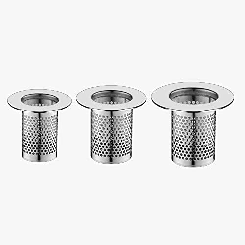 CNSZNAT Hair Catcher Shower Drain, Bathtub Drain Cover, Deep Stainless Steel Sink Strainer for Bathroom Sink Bathtub Shower Floor Drain, Fit Hole Size from 1.25in to 2.17in(3-Pack)