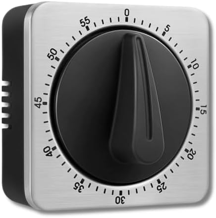 Searon Kitchen Countdown Timer Magnetic 60 Minute Wind Up Mechanical Timer Stainless Steel for Home Baking Cooking Oven (Gray Color)