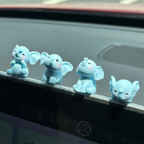 YOYLMAL 4 Pcs Mini Resin Elephants Cute Car Accessories, Funny Car Rear View Mirror &amp; Dashboard Decorations, Adorable Car Interior Ornaments for Men Women
