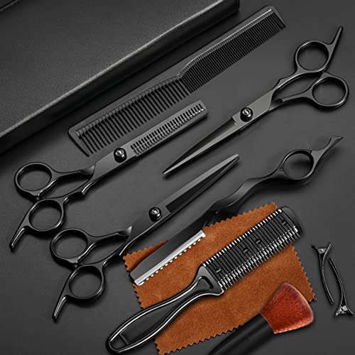 11Pcs Professional Hair Scissors Set,Stainless Steel Barber Supplies Including Straight Shears, Thinning Shears, and Hair Thinning Knife Multifunctional Salon Tools and Gifts for Friends and Family