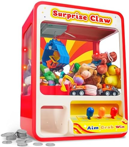 JOYIN Claw Machine Arcade Toy with LED Light &amp; Adjustable Sound, Rechargable Dispenser Toys Mini Vending Machine for Kids - Perfect Christmas &amp; Birthday Big Gifts for Kids, Ages 3+